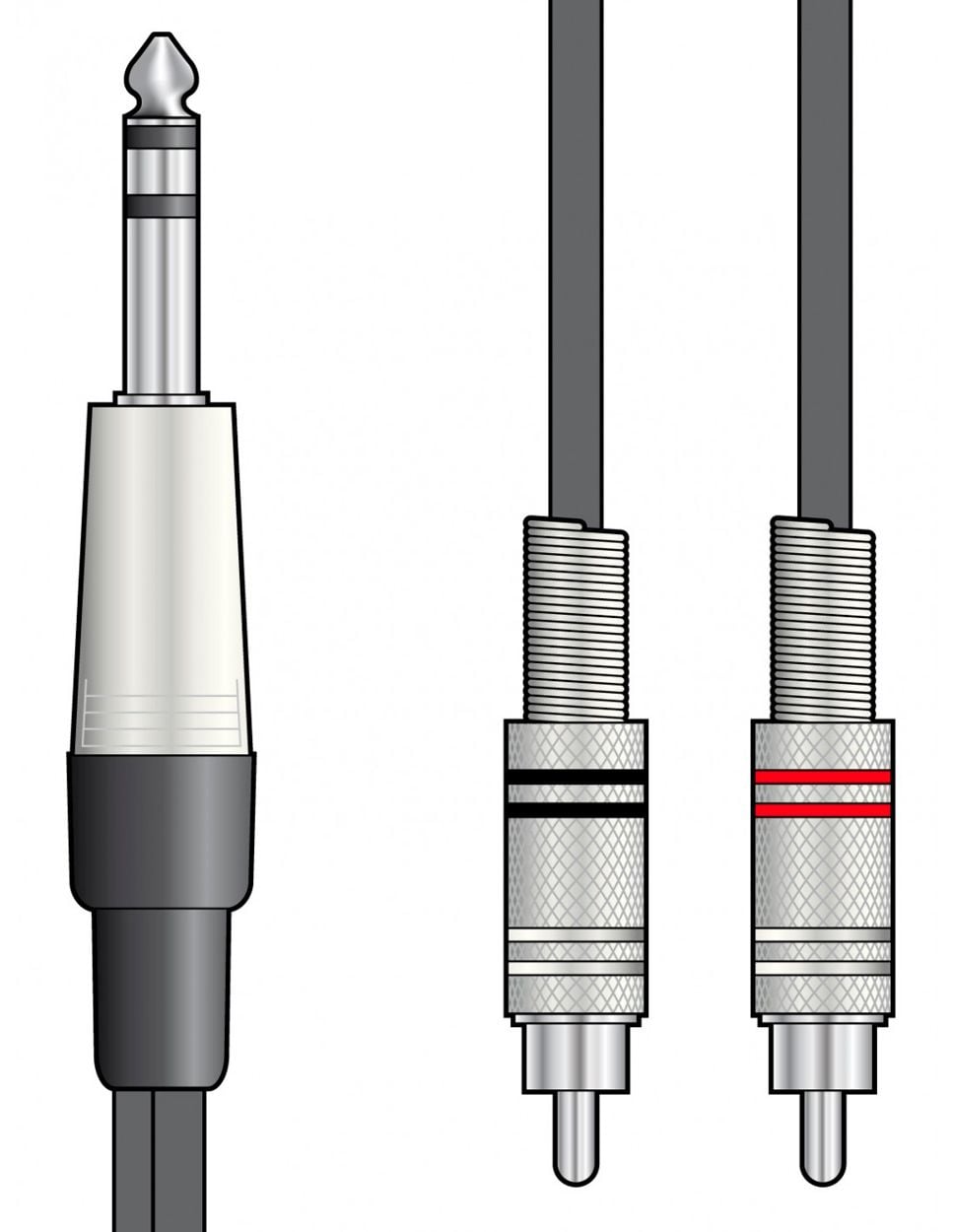 Chord Cable Jack 6.3mm Stereo - 2 RCA Macho 3.0 Metros Cable Jack 6.3mm Stereo - 2 RCA Macho 3.0 mm