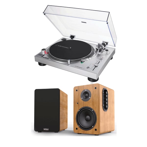 Equipo HiFi Audio Technica ATLP120XUSB SV Giradiscos + Wiibo NEO 100 Altavoces Activos Bluetooth Audio Technica ATLP120XUSB SV Giradiscos + Wiibo