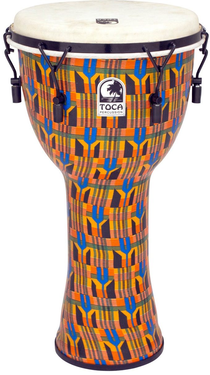 Toca Percussion SFDMX-12K Kente Cloth Djembe Freestyle Mechanically Tuned SFDMX-12K