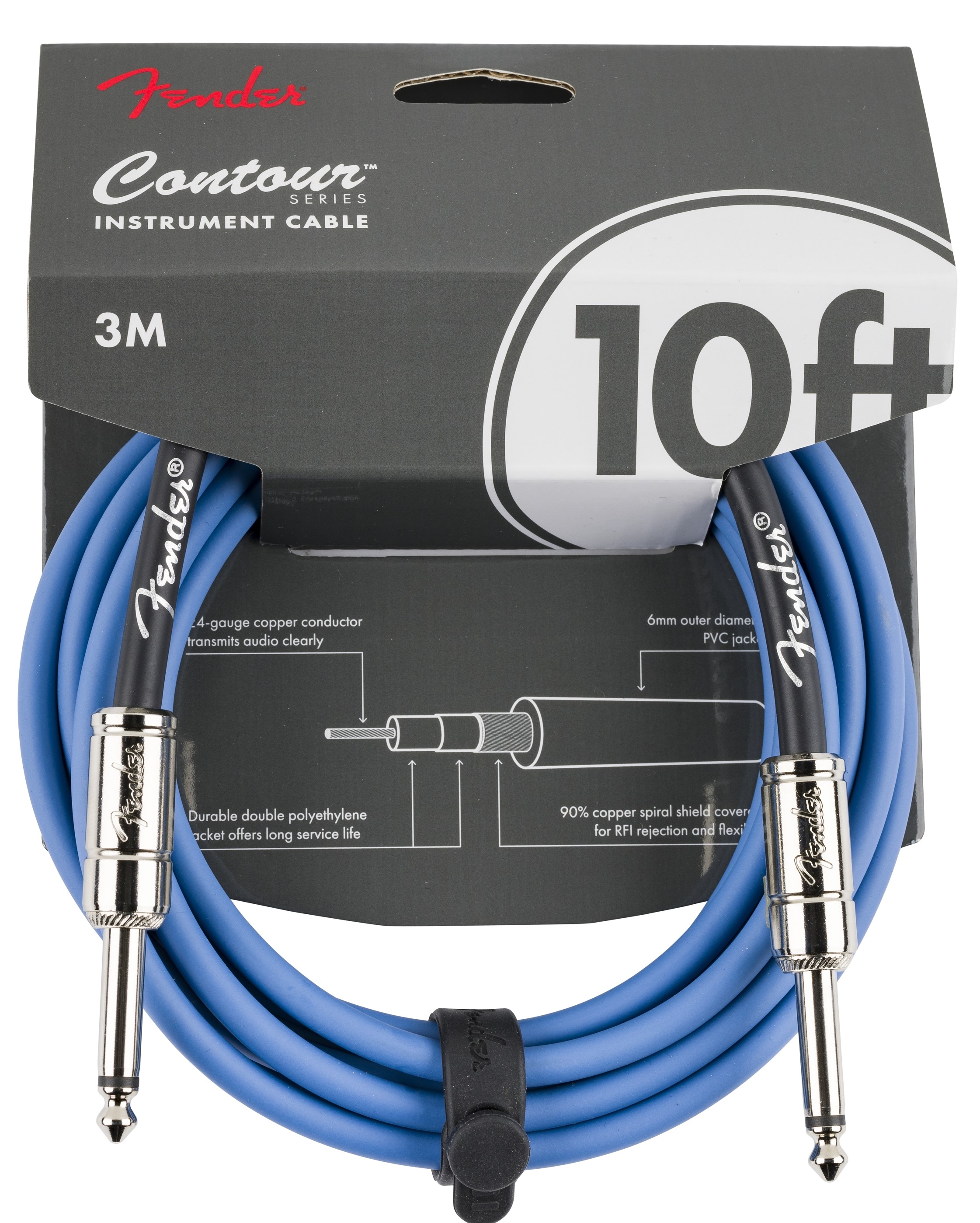 Fender Contour 10 Cable Lake Placid Blue Cable Jack Contour 10 Cable Lake Placid Blue