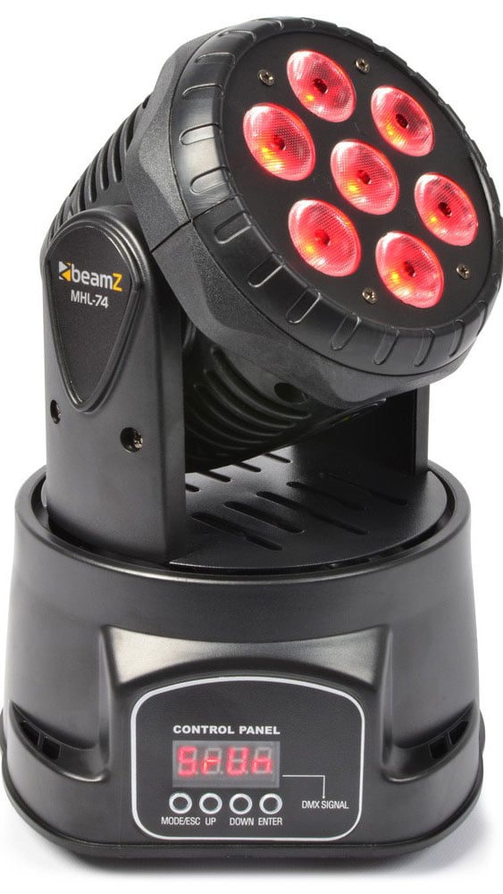 BEAMZ MHL-74 Mini Cabeza Movil Wash 7X 10W DMX 12 CH Quad Led 150518 MHL-74