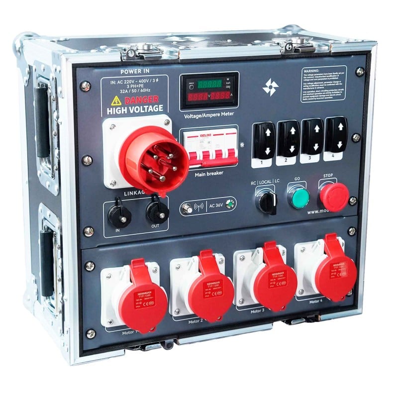Mode Control motores 4 canales con mando a distancia y flightcase Control motores 4 canales con mando a distancia