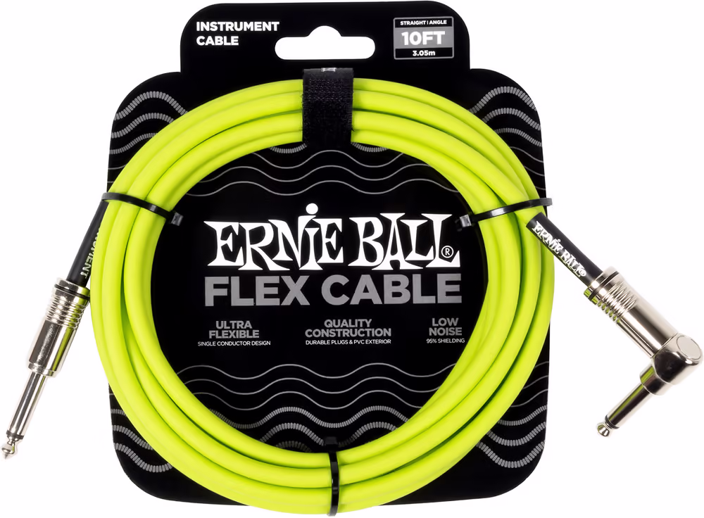 ERNIE BALL Cable Eb Instrumento Flex Jack-Jack Ss 3 M - Verde EB6465