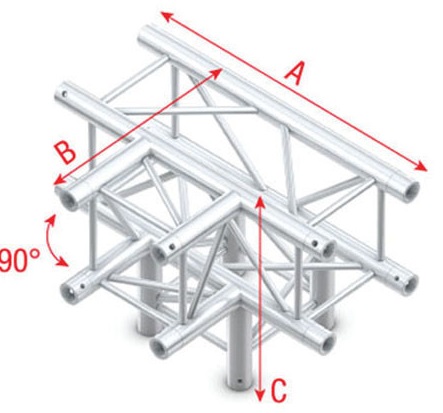 Showtec GQ30020HD T-cross + Down 4-way Heavy Duty Pro-30 Square G Truss GQ30020HD