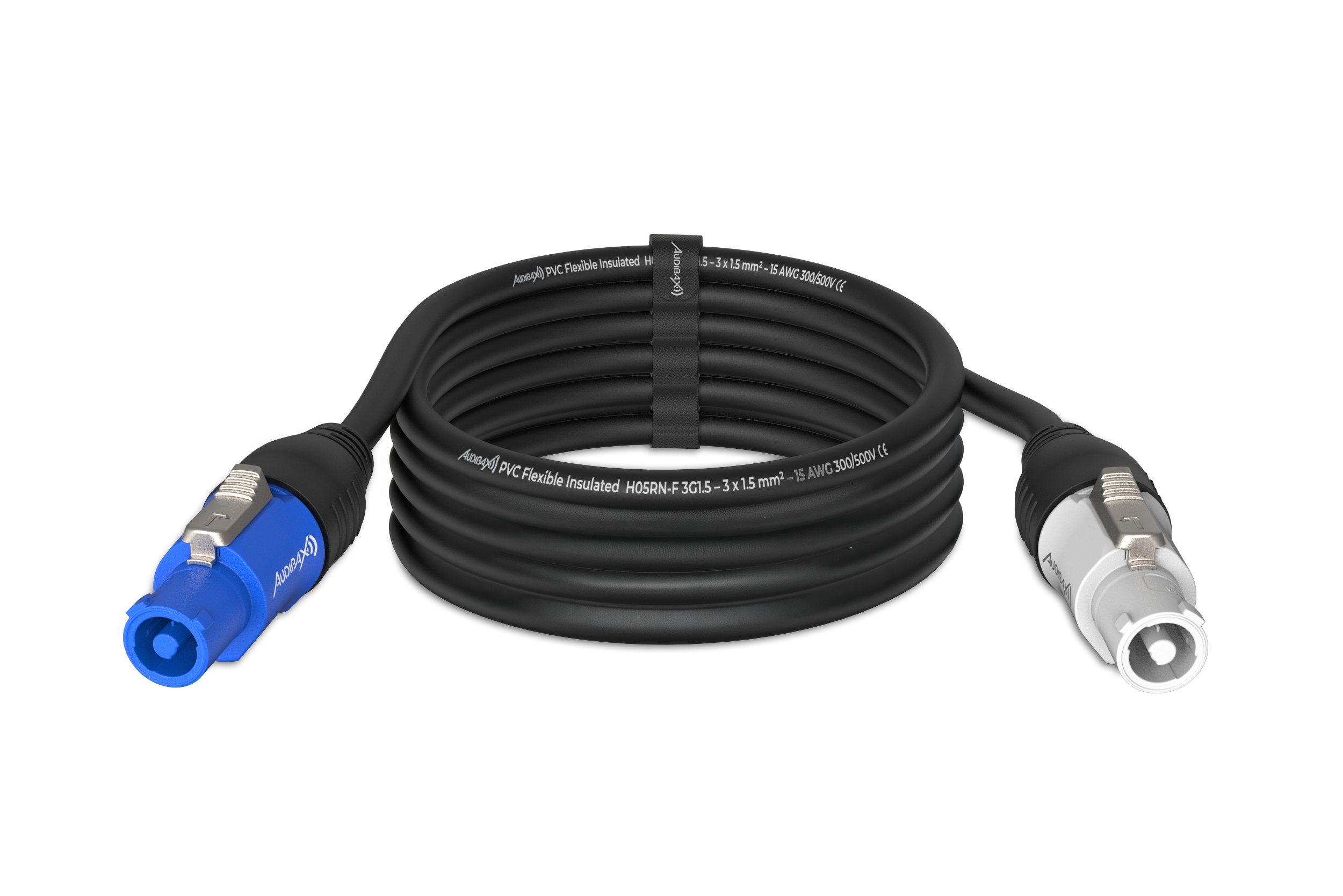 Audibax PWC500-15 Cable input PowerCON Azul a output PowerCON Gris 5 m PWC500-15