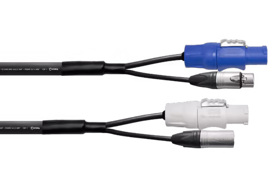 Cordial Cable DMX XLR de 5 pines + PowerCON 10 m ELCCPH10-DMX1-5-PWR1