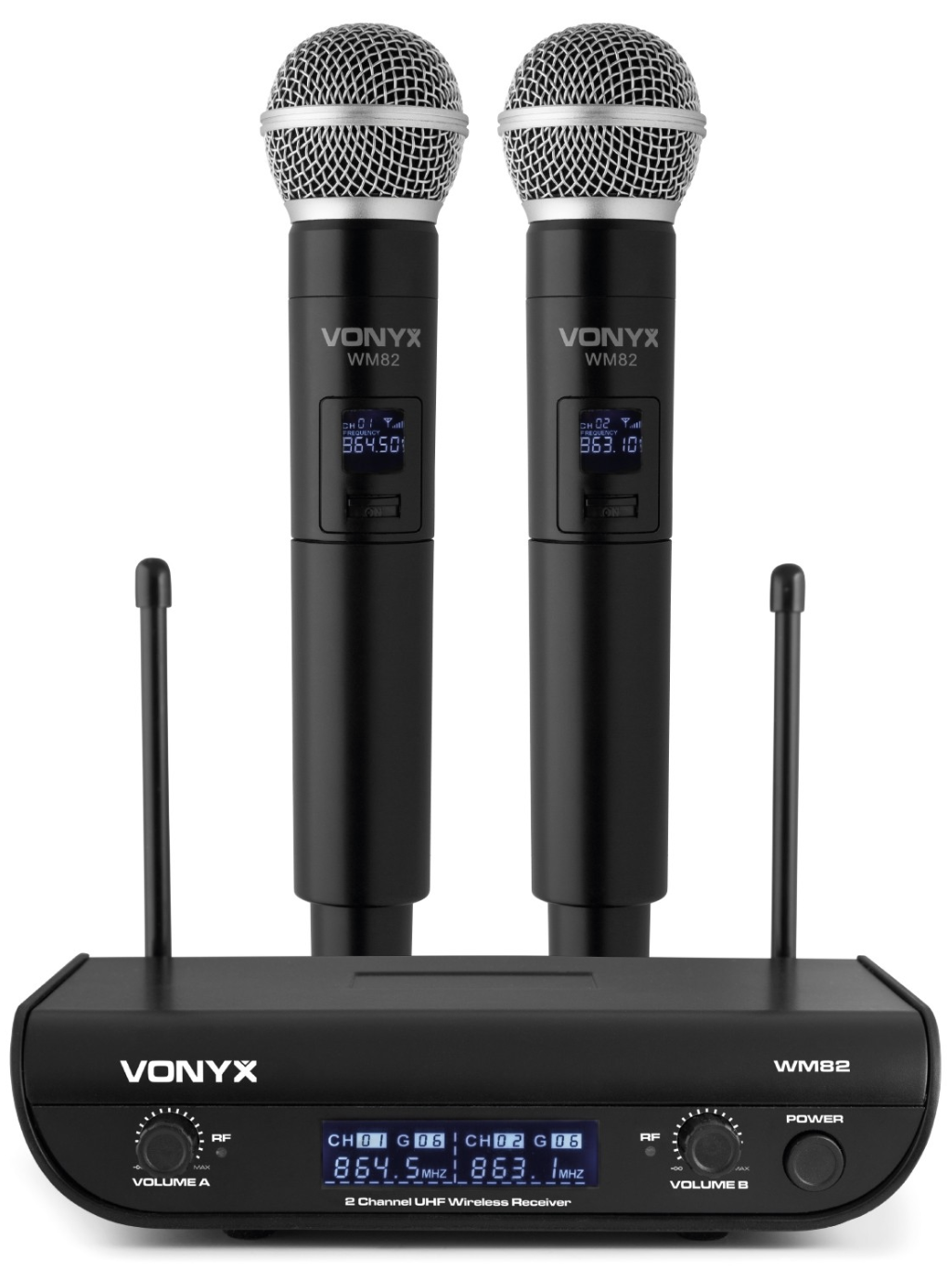 Vonyx WM82 Microfono Inalambrico Digital UHF 2 Canales 179212 WM82