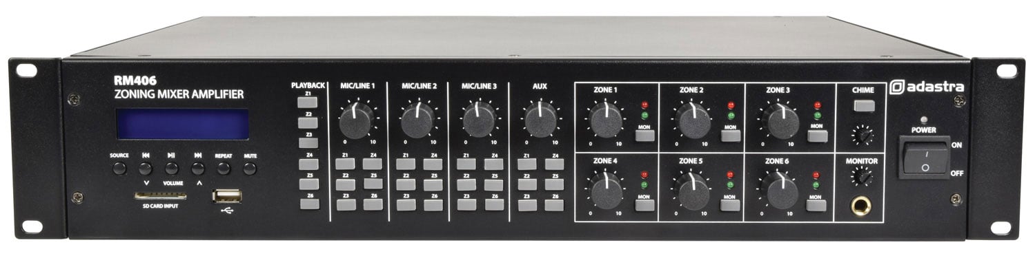ADASTRA RM406 Amplificador Matriz Línea 100V 6 Zonas 953160 RM406