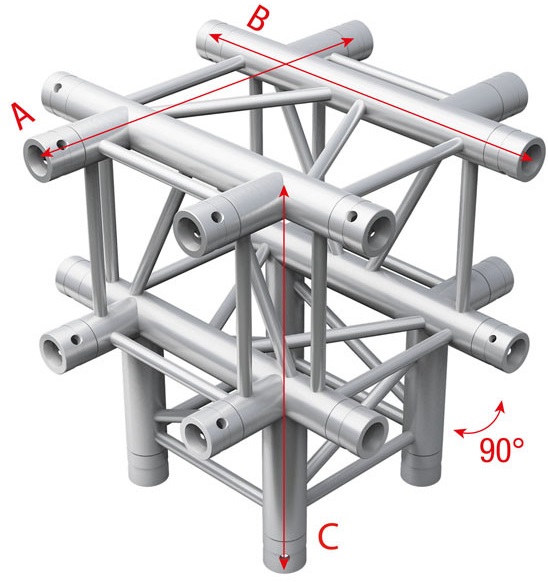 Showtec GQ30065 Cross + Down 5-way - 50cm Pro-30 Square G Truss GQ30065