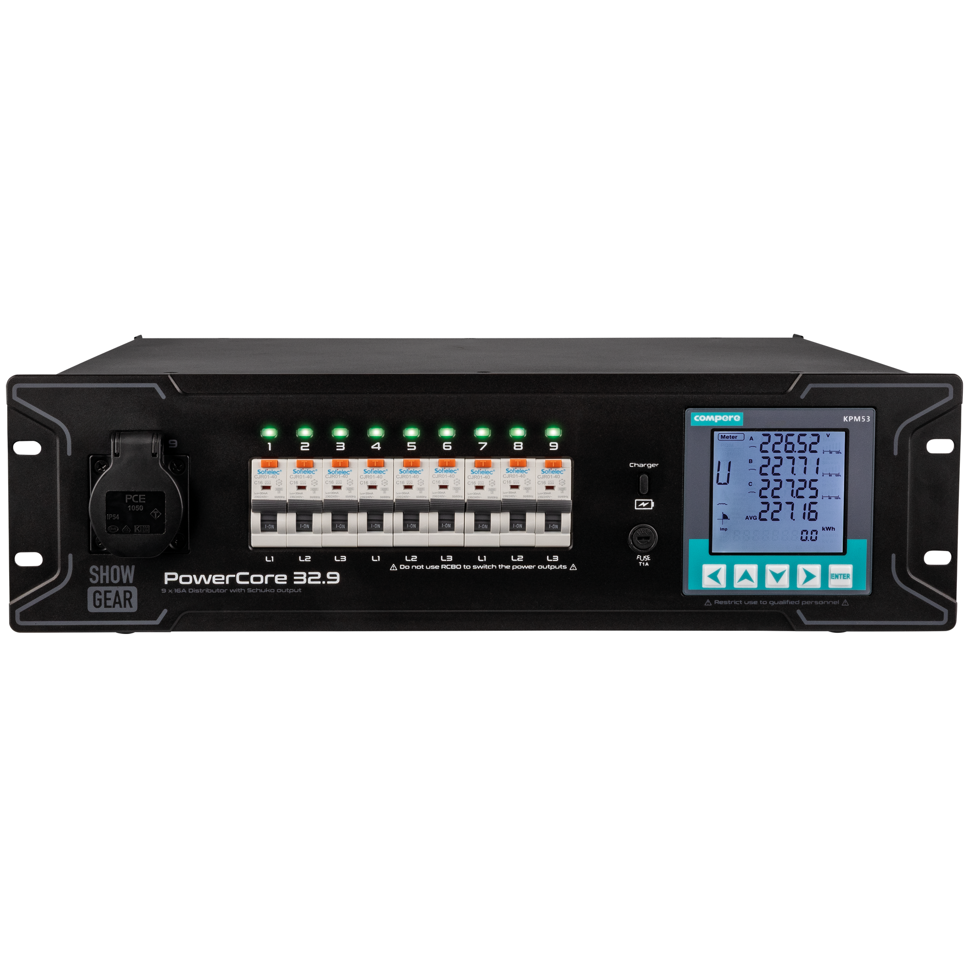 Showgear PowerCore 32.9 1 + 9x Schuko E623001