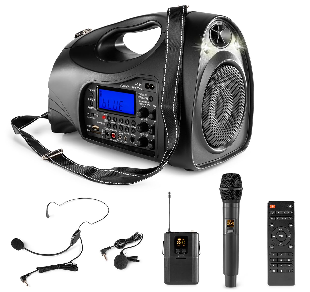 VONYX ST016. Sistema PA Portátil con Micrófono Inalámbrico UHF ST-016