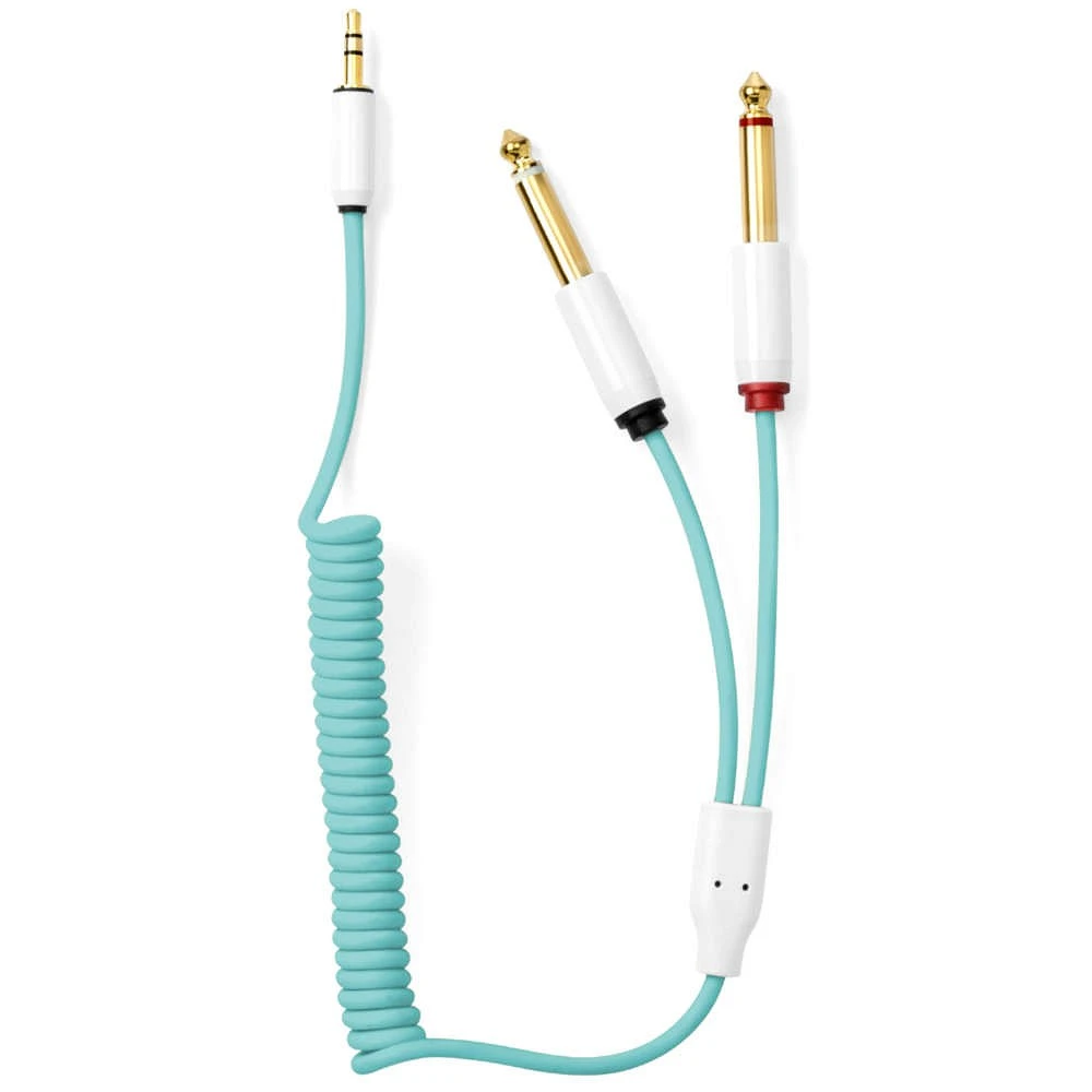 MyVolts Candycords ACV10SB Cable rizado minijack a 2 Jack mono Verde ACV10SB