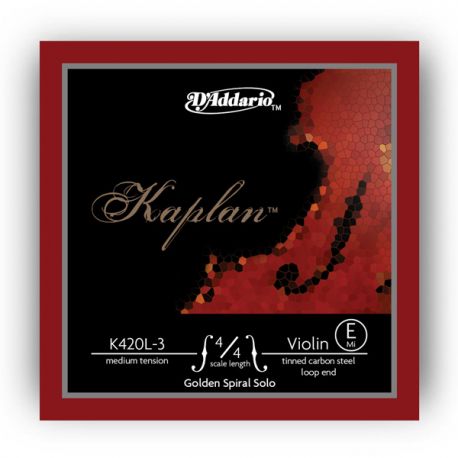 D´addario K420L-3 Cuerda Kaplan Golden Bucle Mi (E) para violín, tensión fuerte K420L-3 Kaplan Golden Violín E Bucle