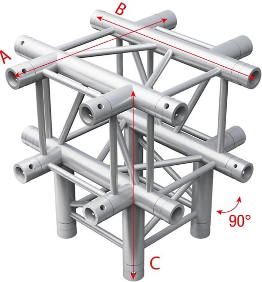 Showtec PQ30065 6 Way cornerpiece - 50cm Pro-30 Square P Truss PQ30065