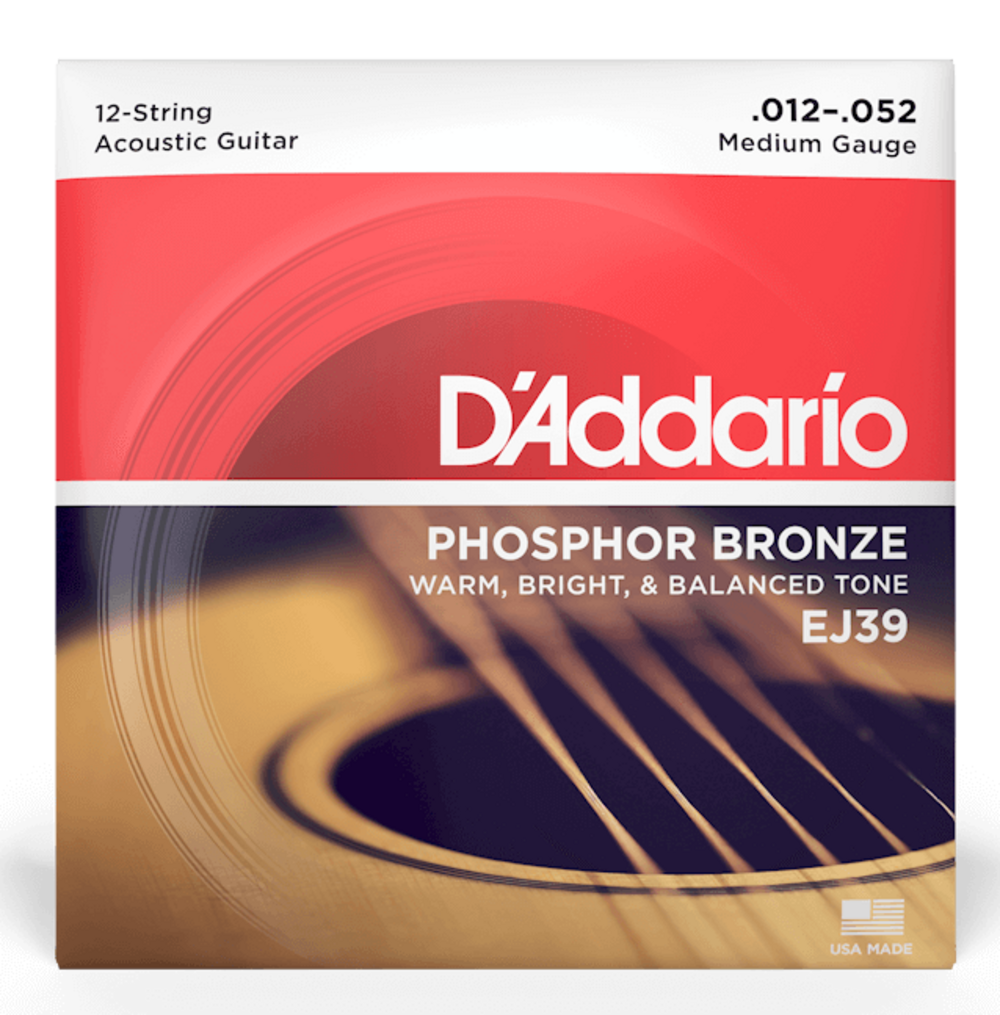 D Addario EJ39 Cuerdas Medianas para Guitarra Acústica de 12 Cuerdas EJ39