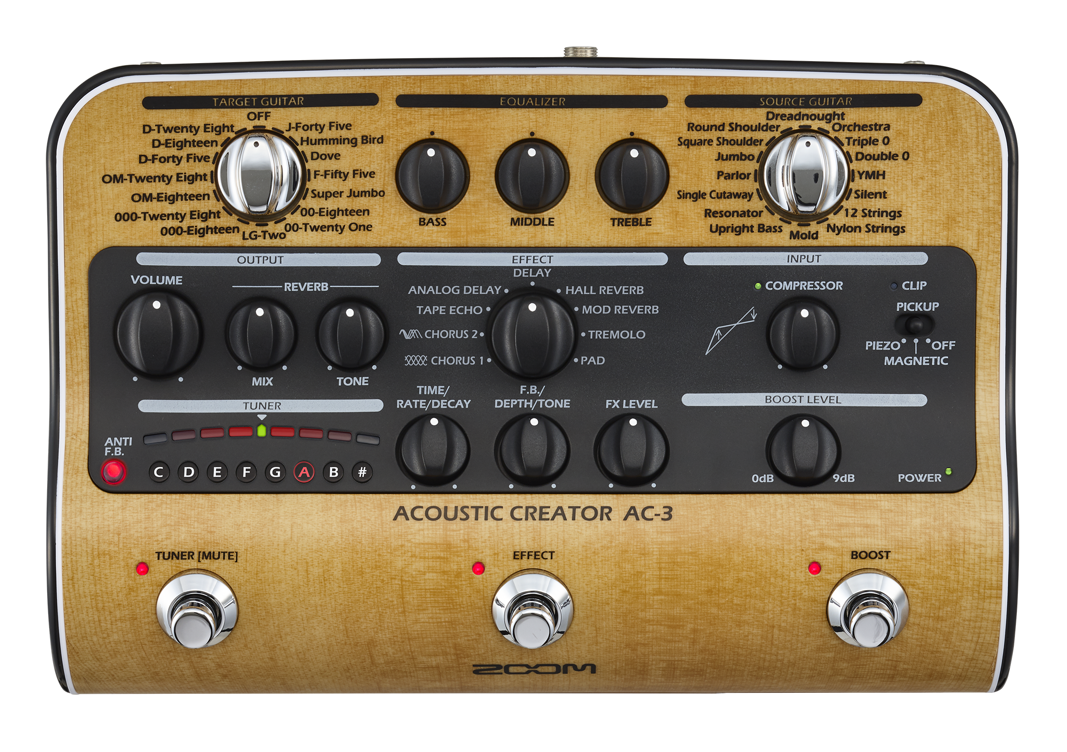 Zoom AC3 Pedal de Efectos para Guitarra Acústica AC3