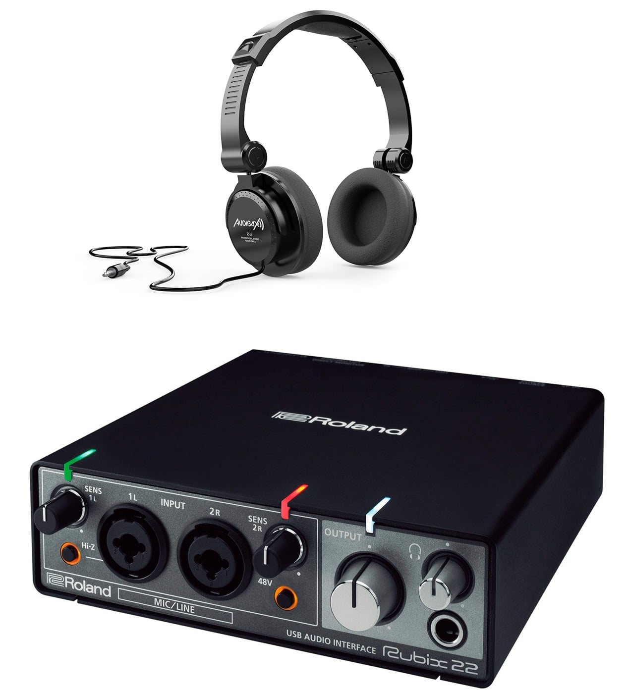 Roland Rubix 22 Interface Audio USB + Audibax RH5 Auriculares Estudio Rubix 22 + RH5
