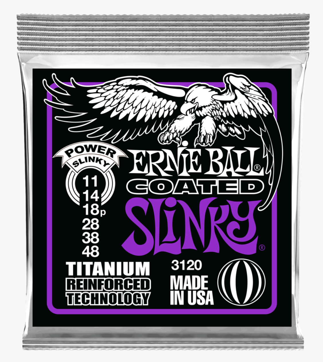 Ernie Ball 3120 S.Coated Titanium Power Cuerdas Para Guitarra Eléctrica 11-48 3120
