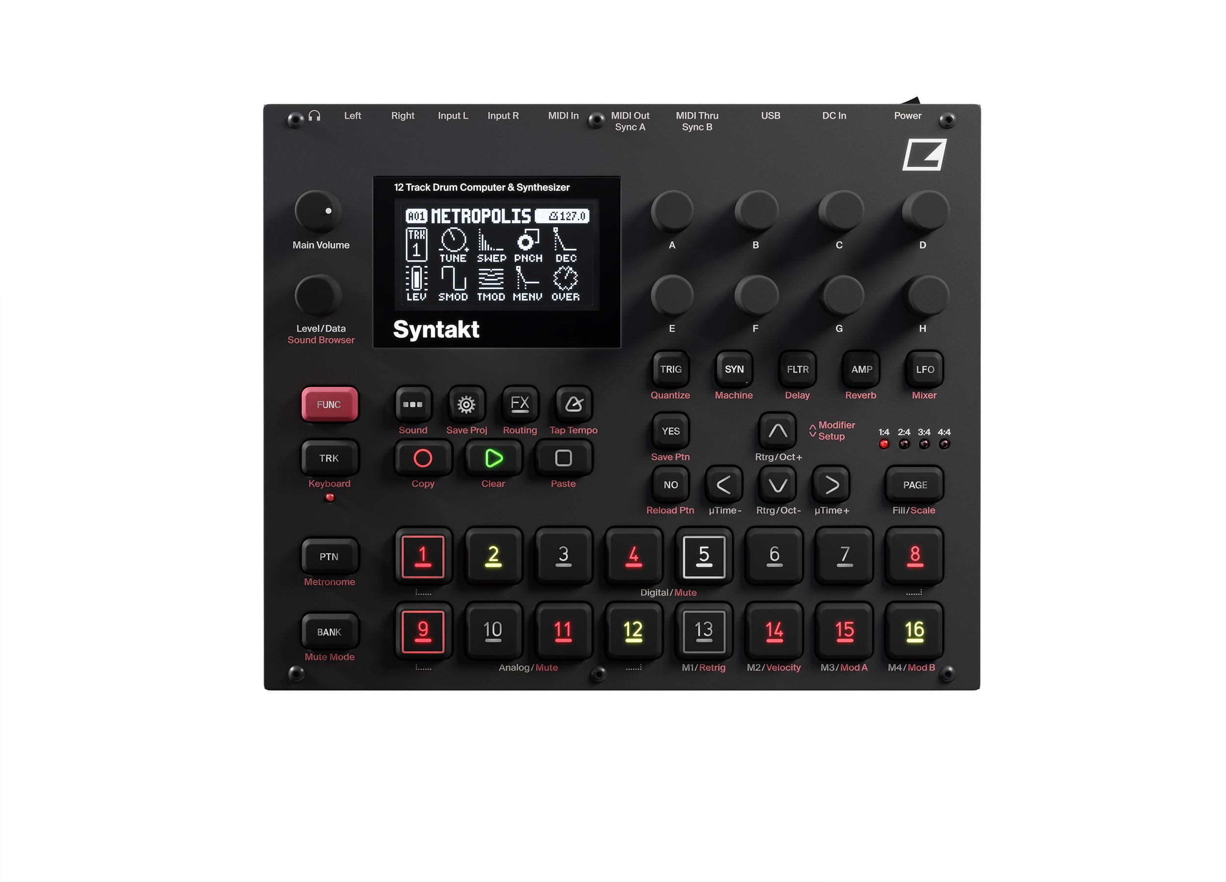 Elektron Syntakt 12 Track Drum Computer Caja de Ritmos y Sintetizador Syntakt