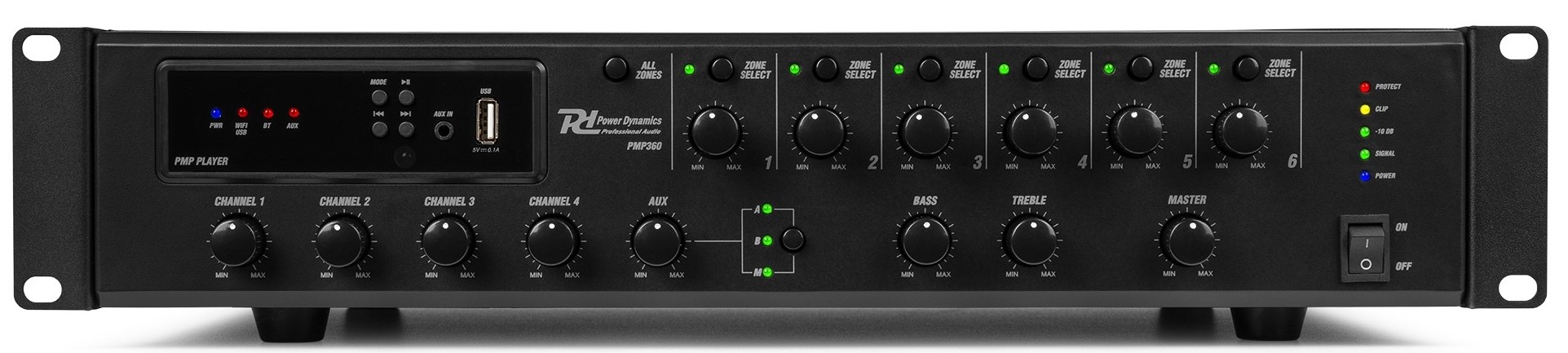 Power Dynamics PMP360 Amplificador 6 Zonas PMP360 Comm.Mixer Amp.360W 6 zones