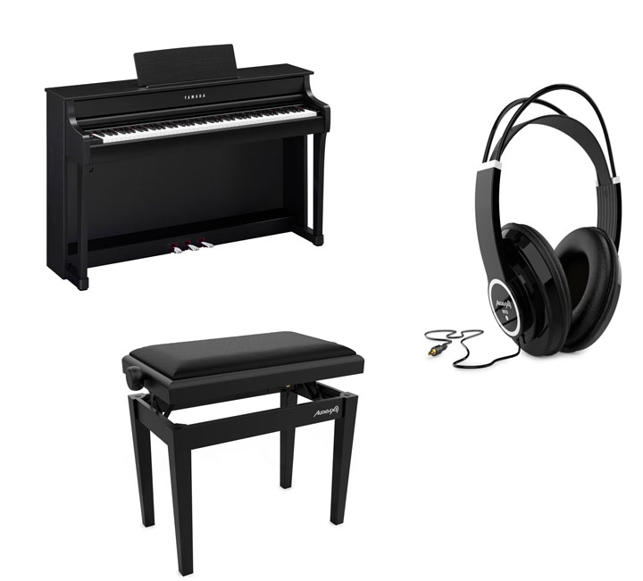 Yamaha CLP-835 B Clavinova Piano Digital Negro + Banqueta + Auricular CLP-835 B Clavinova Piano Digital Negro + Banqueta