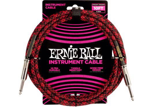 ERNIE BALL Cable Eb Instrumento Jack-Jack Ss 3 M - Negro / Rojo EEB6394