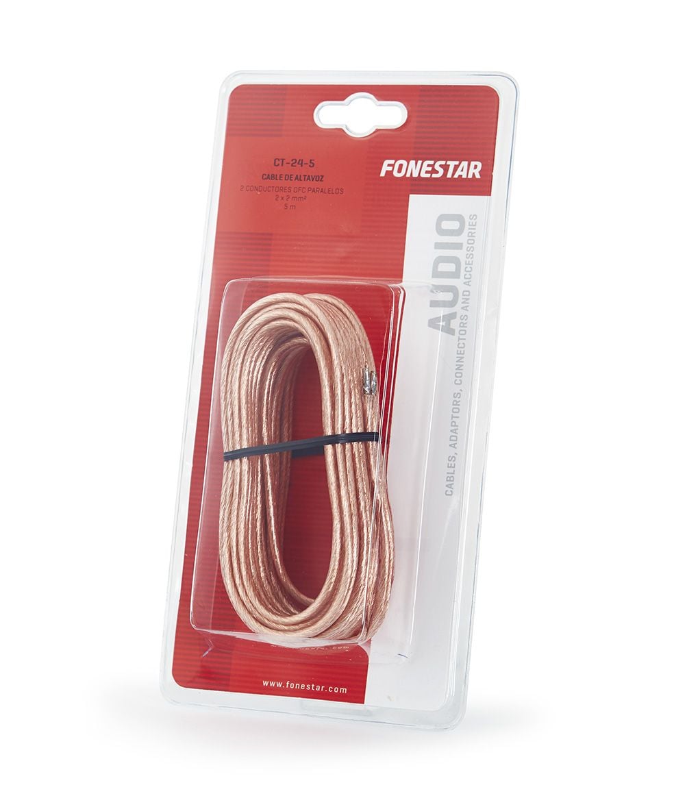 Cable profesional para altavoces 2mm 5 metros Fonestar CT-24-5 para CT24-5
