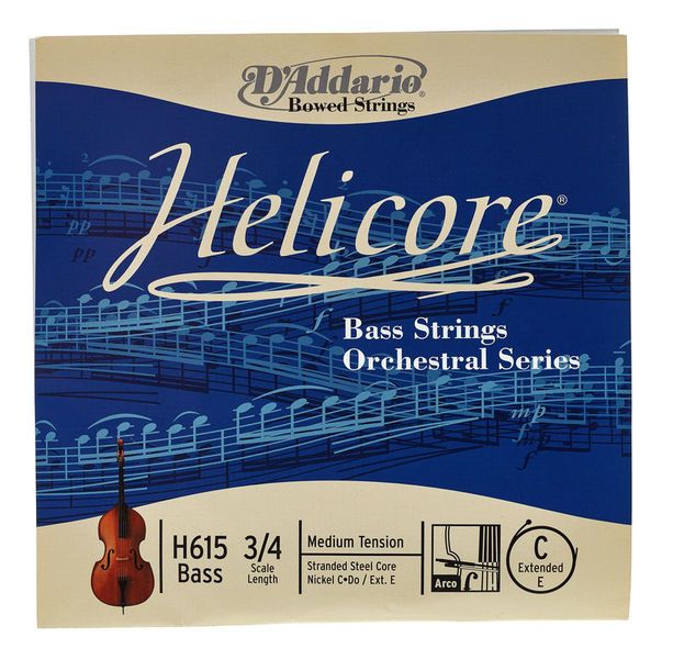 D´addario H615-Ext Cuerda Suelta Contabajo Helicore Do (C) 3/4 Tensión Media H615-3/4M Helicore Bass C Ext