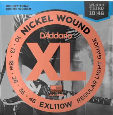D Addario EXL110W Cuerdas para Guitarra Eléctrica de 3ª Cuerda de Entorchado Ligero Regular EXL110W