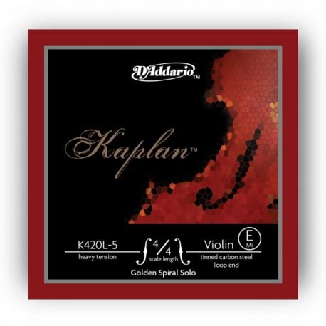 D´addario K420L-5 Cuerda Kaplan Golden Bucle Mi (E) para violín, tensión fuerte K420L-5 Kaplan Golden Violín E Bucle