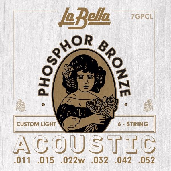La Bella 7GPCL Juego De Cuerdas Para Guitarra Acústica Custom Light 11-52 7GPCL