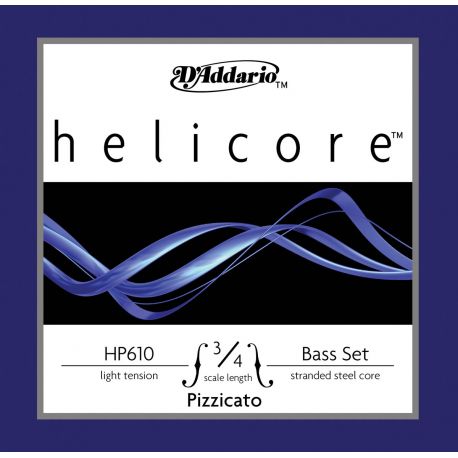 D´addario HP610 Set Cuerda Helicore Pizzicato para Contrabajo 3/4 Tensión Suave HP610-3/4L Helicore Bass 3/4