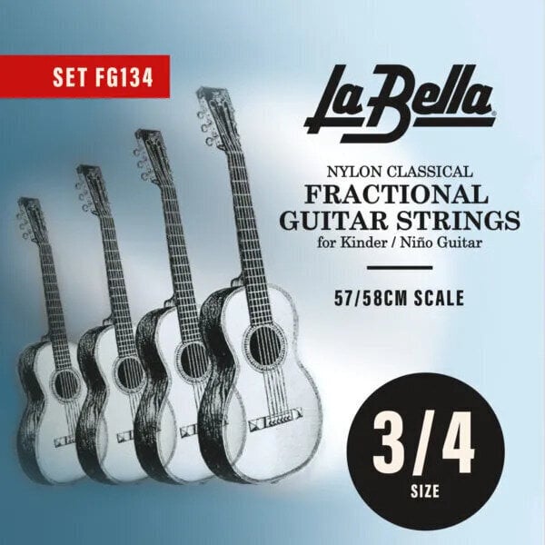 La Bella FG134 Juego De Cuerdas Para Guitarra Clásica Fractional Escala 3/4 FG134