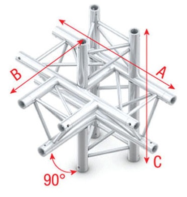 Showtec GT30051 T-Cross + up/down 5-way - 50cm Pro-30 Triangle G Truss GT30051