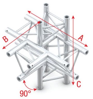 Showtec PT30051 T-Cross + up/down 5-way - 50cm Pro-30 Triangle P Truss PT30051