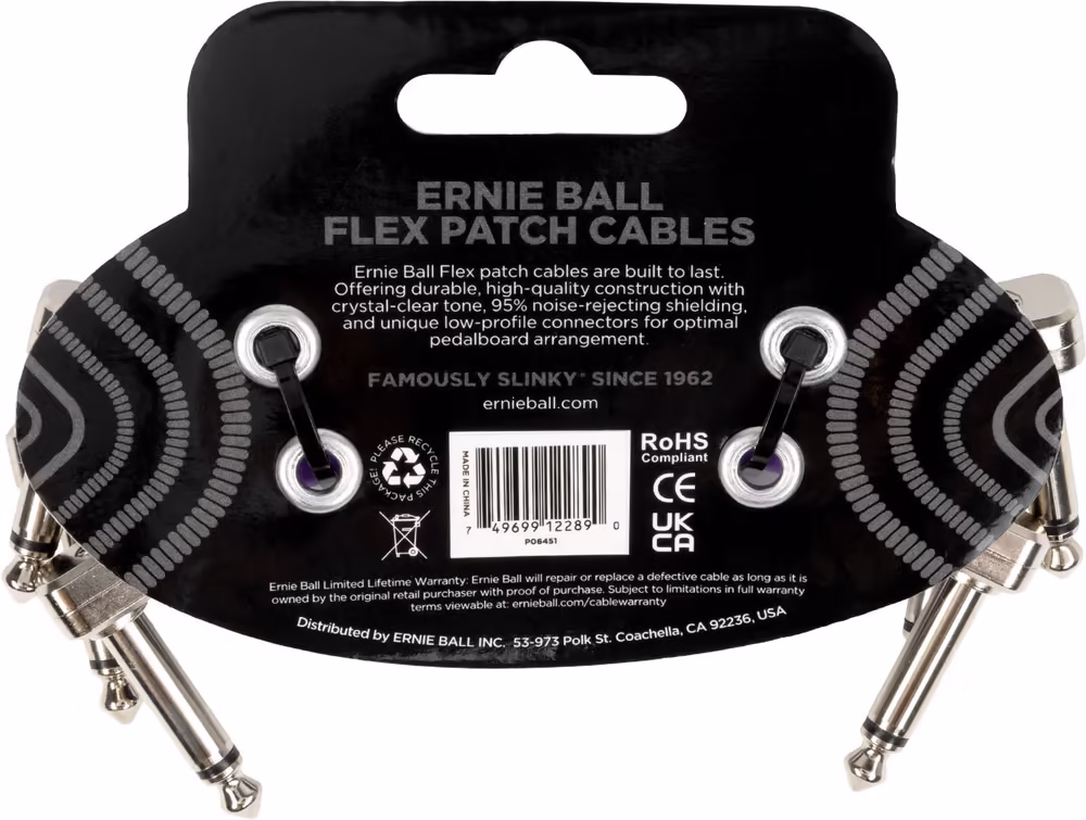 ERNIE BALL Cable Eb Flex Patch 3? Purple - Pack 3 EEB6451
