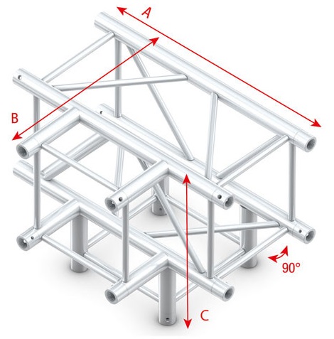 Showtec FQ40020HD T-cross + Down 4-way Heavy Duty Pro-40 Square F Truss FQ40020HD