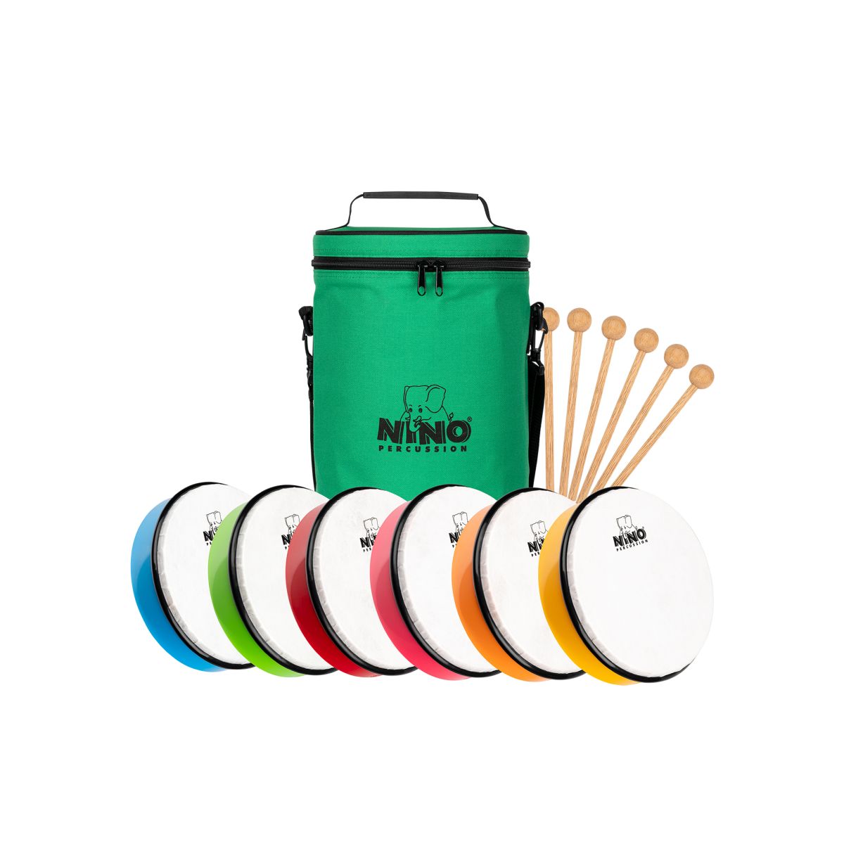 Nino Percussion 8\' Hand Drum Set, For 6 Kids, NINOSET45