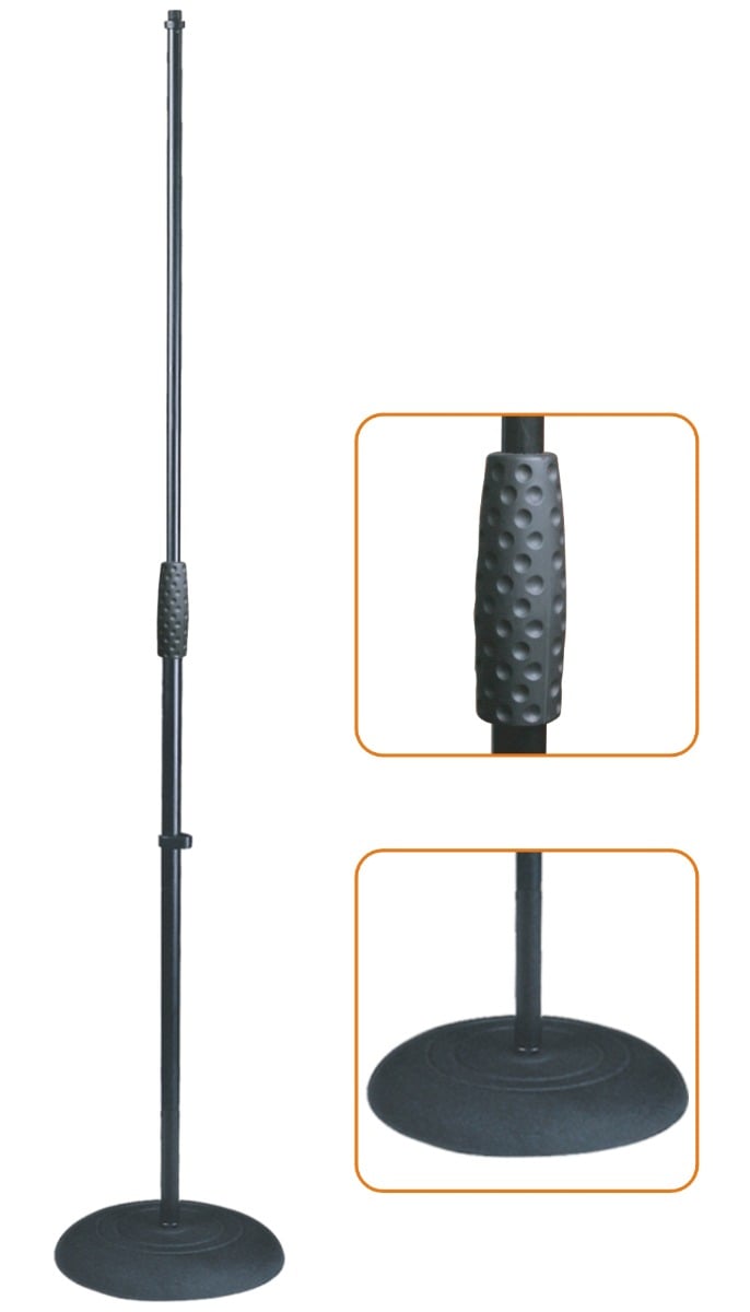 EK Audio Soporte Micrófono Recto Con Base Redonda De Hierro Fundido MS025