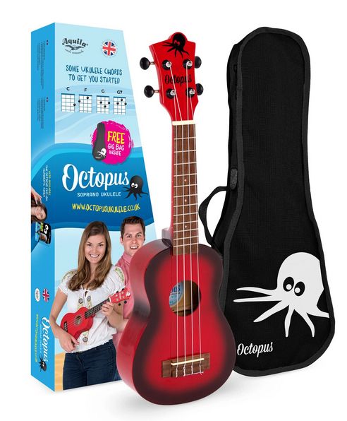 Octopus UK205EX-RDB Ukelele Soprano Rojo Burst UK-200EX-RDB