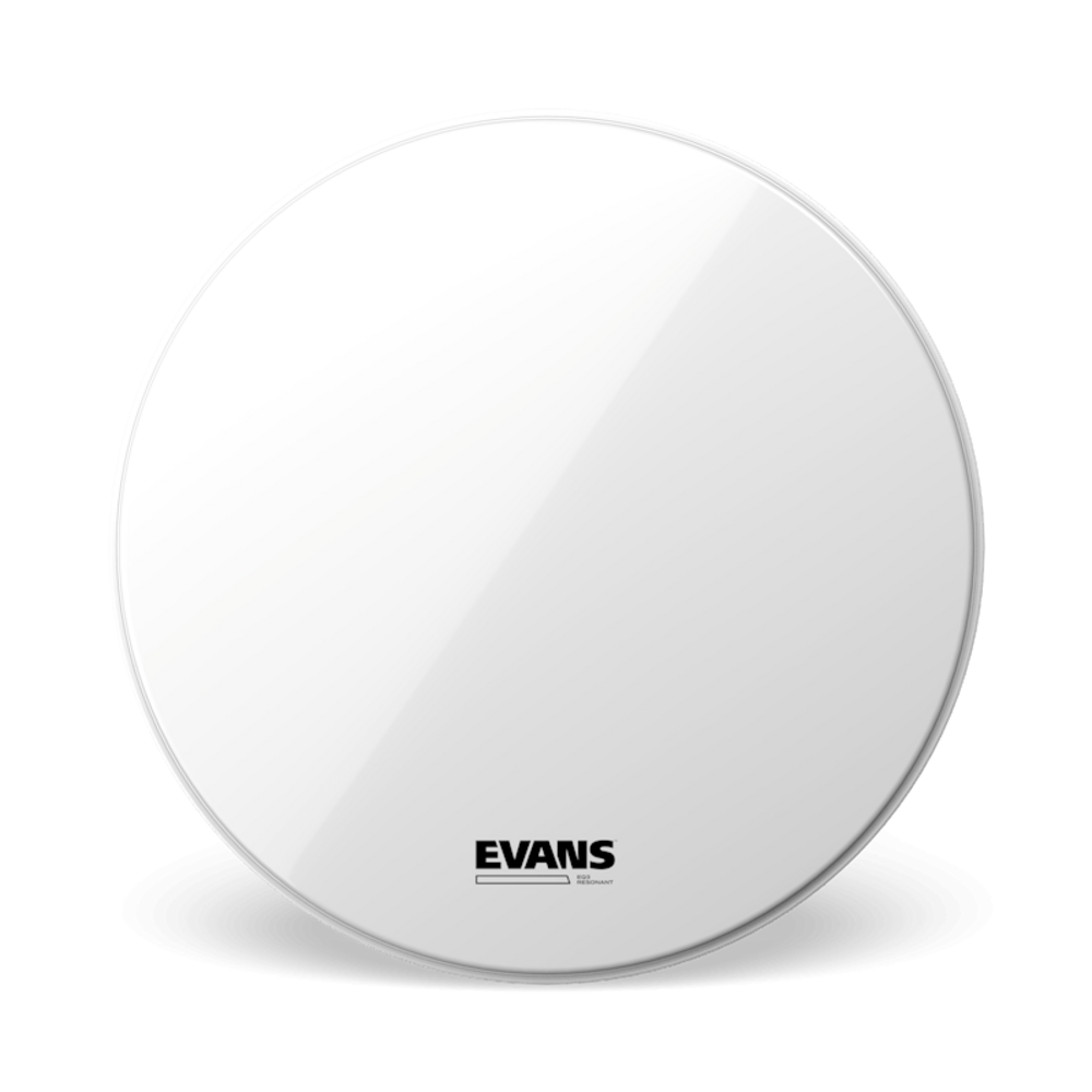 Evans EQ3 Parche de Bombo Blanco Liso de 22" Sin Puerto EQ3 Parche 22" Sin Puerto