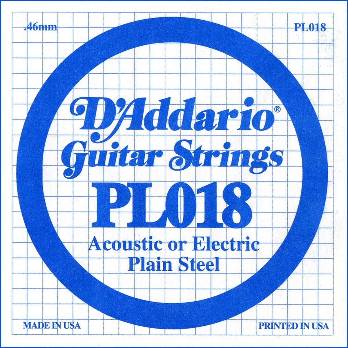 D´addario PL018 Cuerda Suelta para Eléctrica y Acústica PL018