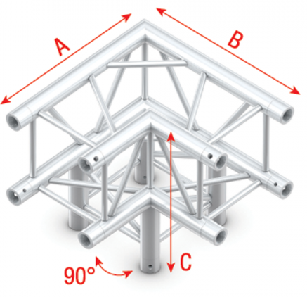 Showtec GQ30012HD Corner 3-way 90 Heavy Duty Pro-30 Square G Truss GQ30012HD