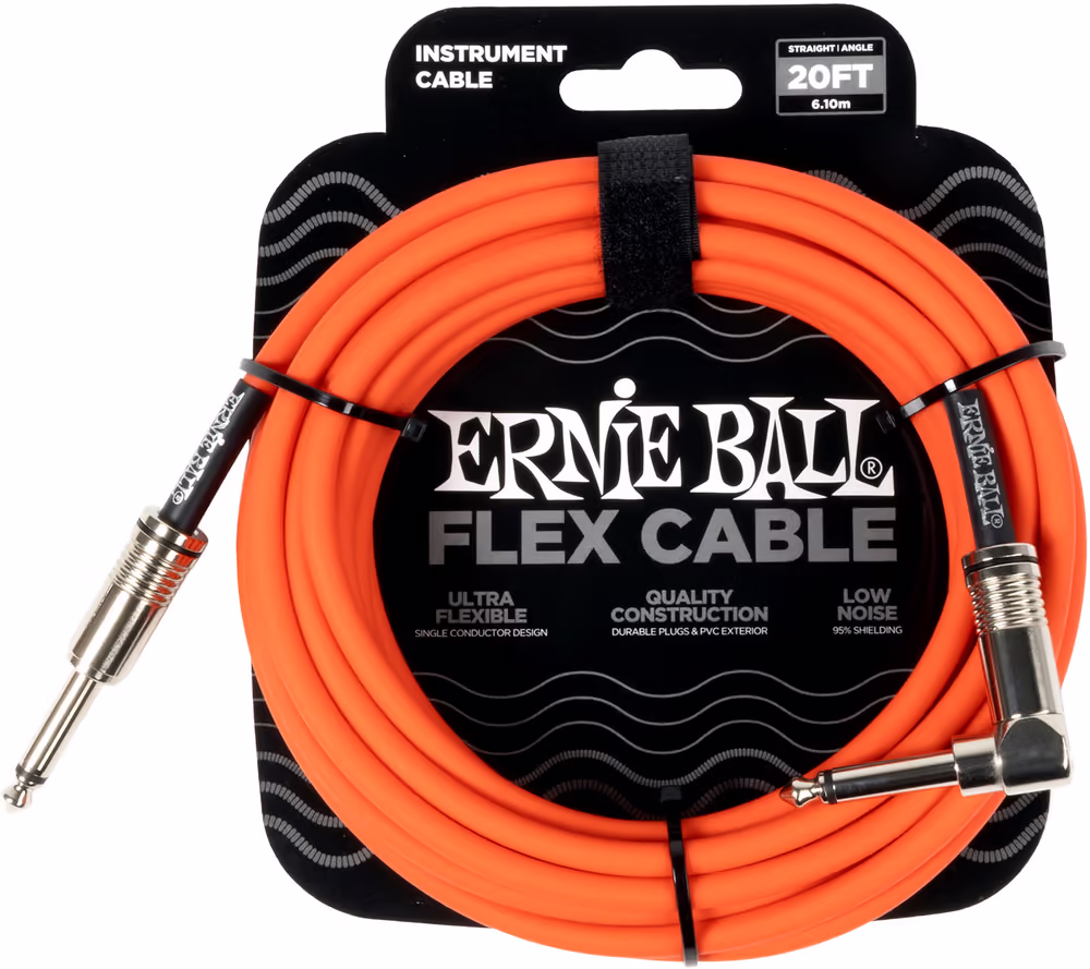 ERNIE BALL Cable Eb Instrumento Flex Jack-Jack Ss 6 M - Naranja EB6467