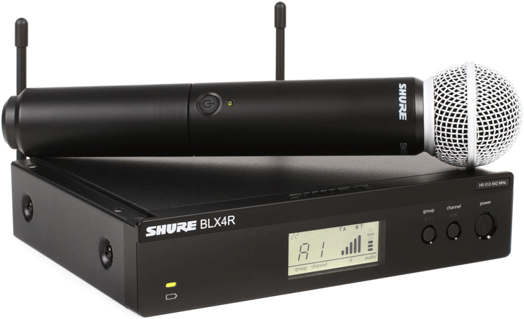SHURE BLX24RE SM58-K3E Sistema Inalámbrico SM58 de Mano con Receptor Enracable. 606-630 MHz. BLX24RE/SM58 K3E