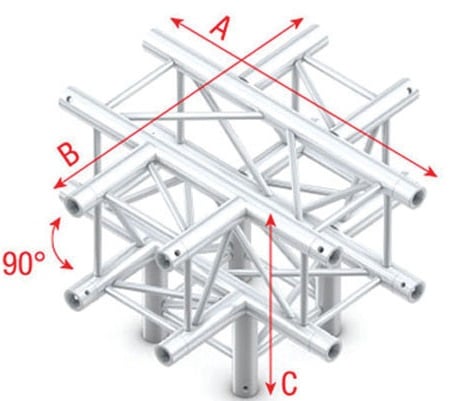 Showtec GQ30024HD Cross + Down 5-way Heavy Duty Pro-30 Square G Truss GQ30024HD