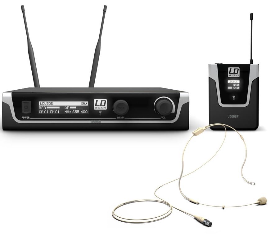 LD Systems U506 BPHH Sistema inalámbrico con petaca y micrófono diadema color carne U506 BPHH