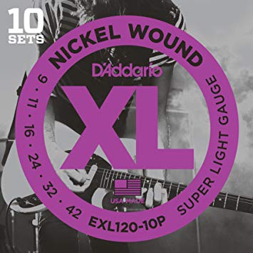 D´addario EXL120-10P Lote de 10 Juegos de cuerdas para Guitarra eléctrica EXL120-10P