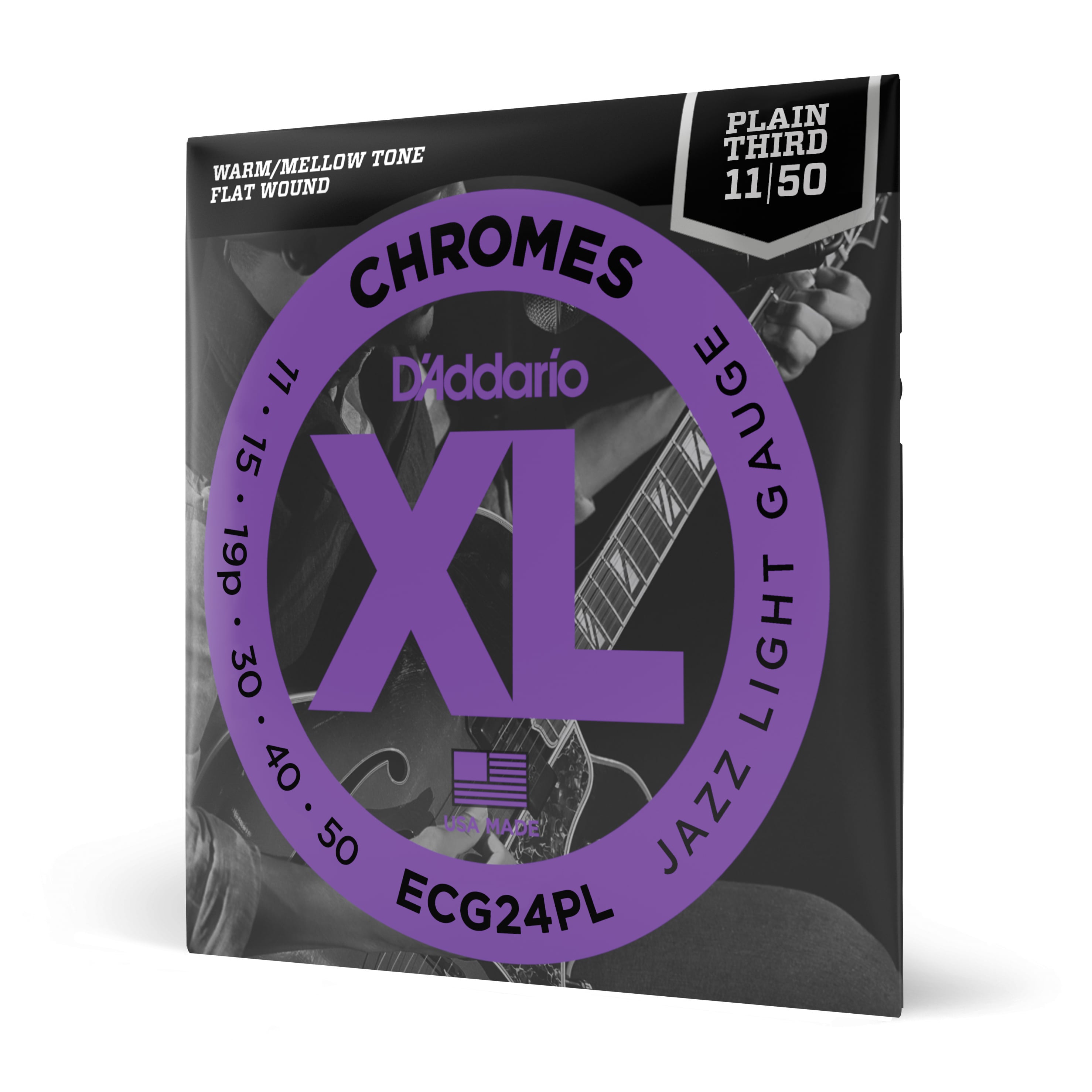 D´addario 11-50 Jazz Light, Plain Third, XL Chromes Electric Guitar Strings ECG24PL