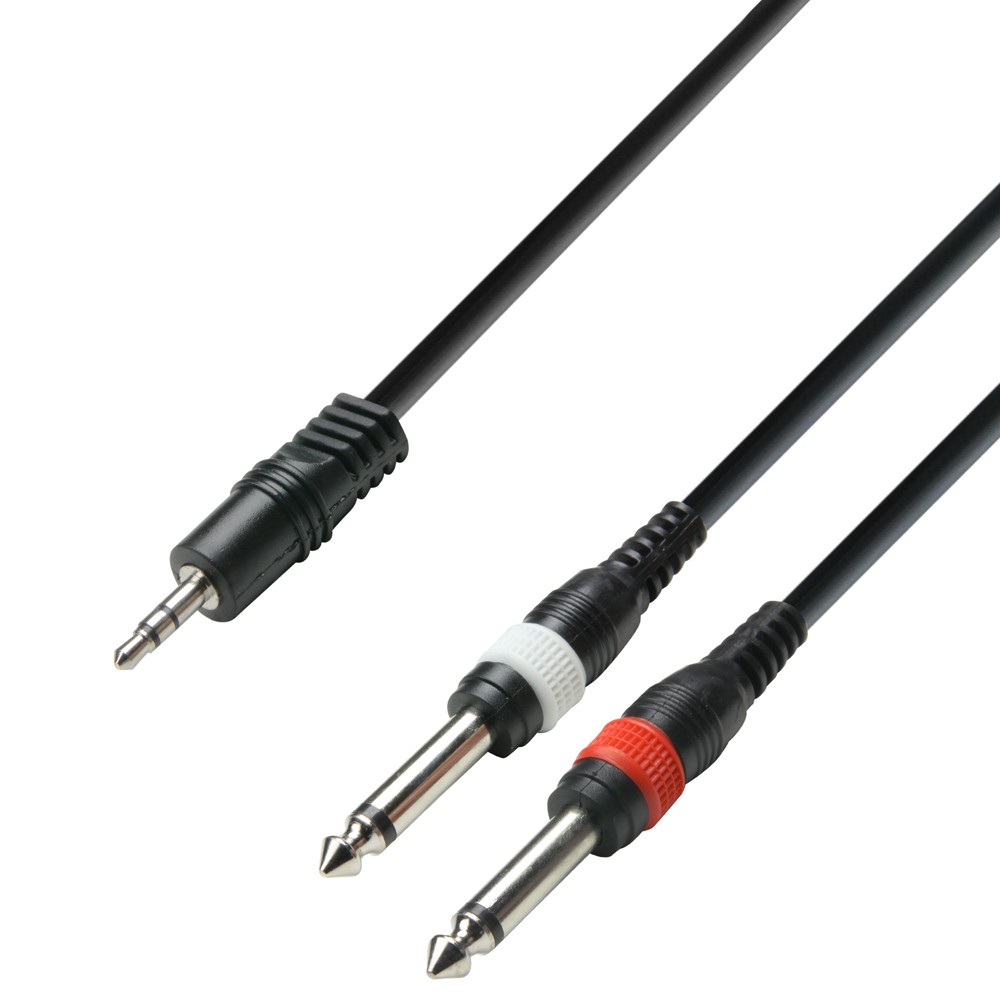 Adam Hall Cables K3 YWPP 0600 Cable de Audio de Minijack 3,5 mm estéreo a 2 Jacks 6,3 mm mono 6 m K3 YWPP 0600
